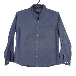 Mens Hawker Rye Blue & White Shirt Button Up Long Sleeve 100% Cotton Size XL